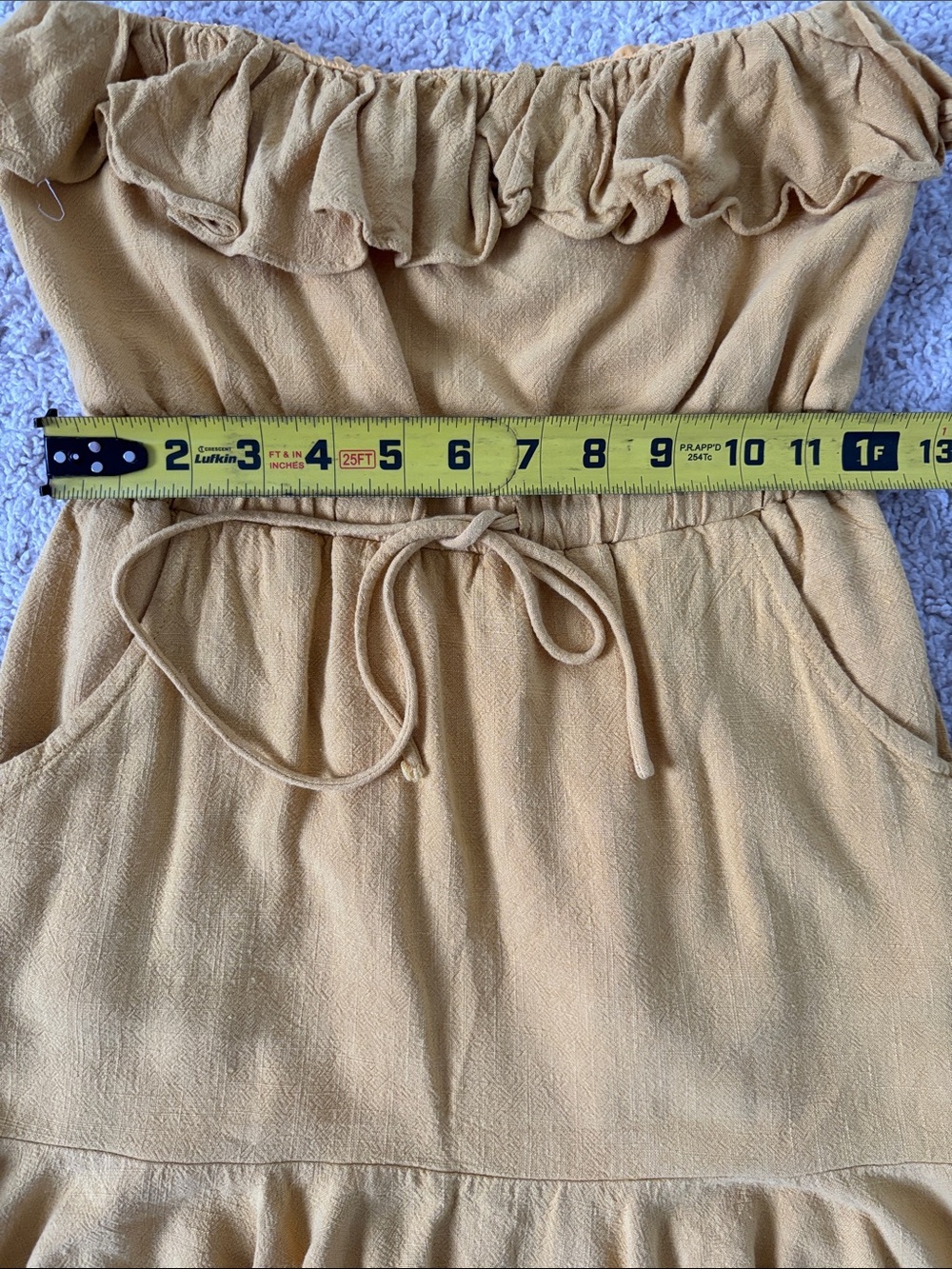 Yellow Ruffle Strapless Mini Dress - Picture 3 of 4